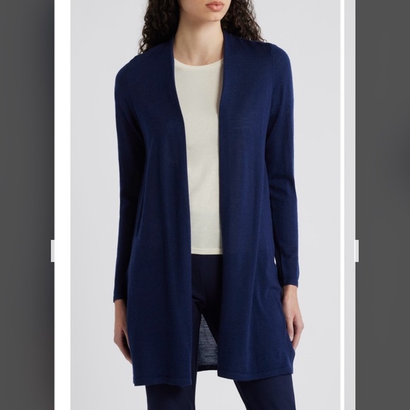 Eileen Fisher Sweaters - Eileen Fisher Open Front Merino Wool Cardigan in Midnight Size S